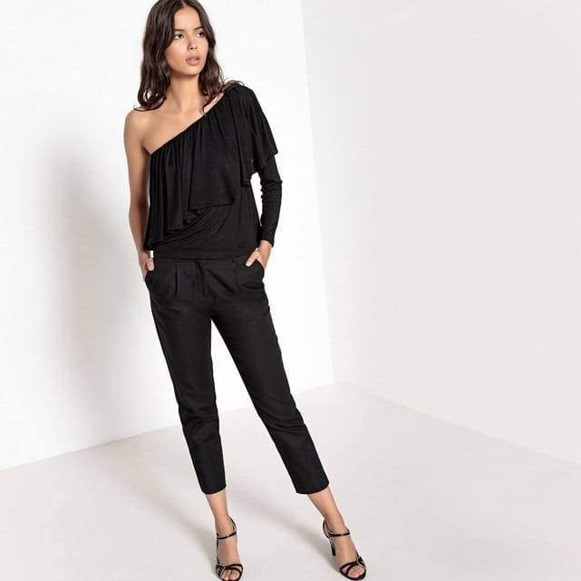 Top noir femme asymétrique